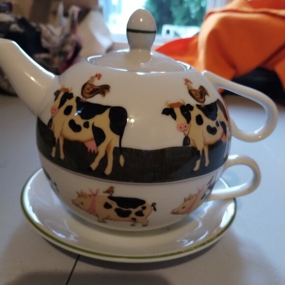 Japan teapot set cow pig - Picture 1 of 16